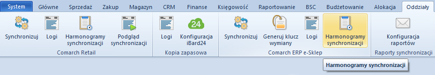 Współpraca z Comarch ERP Altum: 40 - Harmonogramy synchronizacji