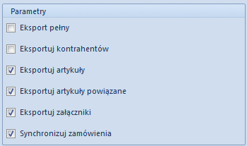 Współpraca z Comarch ERP Altum: 7 - Parametry synchronizacji