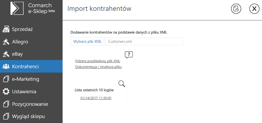 Importy z XML: 2 - Import kontrahentów