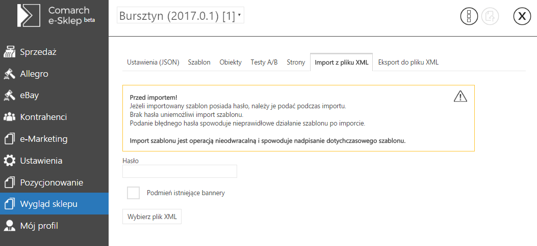 Importy z XML: 7 - Import szablonu
