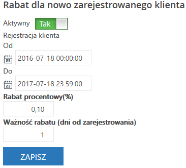 Ceny i rabaty: 3 - rabat dla nowego klienta