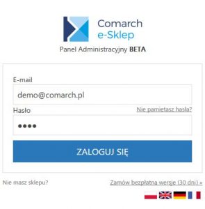 ekran logowania do panelu administracyjnego