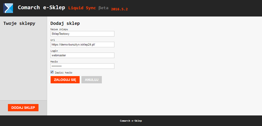 Dodawanie nowego sklepu do Liquid Sync
